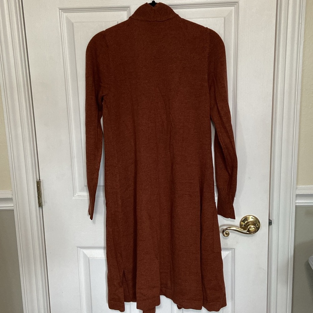 Denim & Company Auburn Copper Long Sleeve Knit Open Duster Sweater Cardigan - Picture 8 of 10